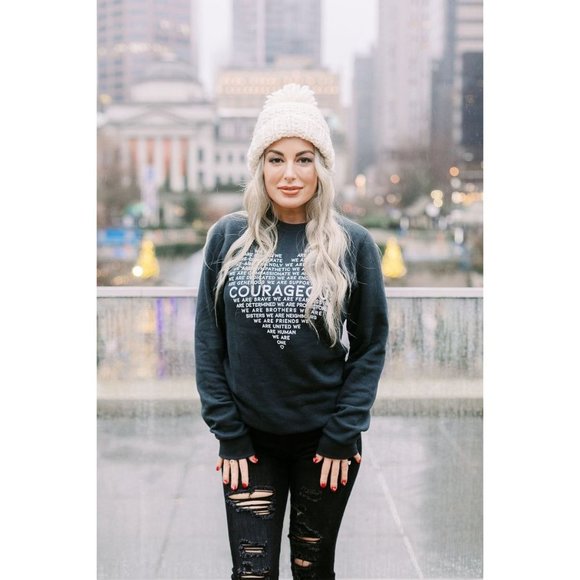 Reign + Glory Charcoal Courageous Crewneck Sweater size S - Picture 1 of 16